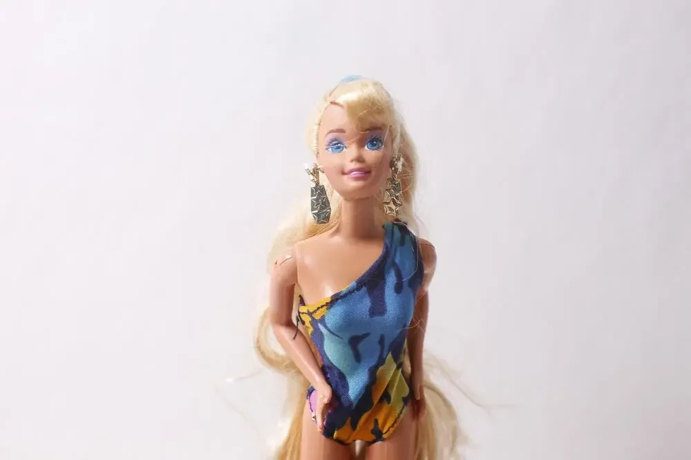Tropical Barbie Doll Blonde with Bent Arms and Earrings by Mattel ~260214-WH 984